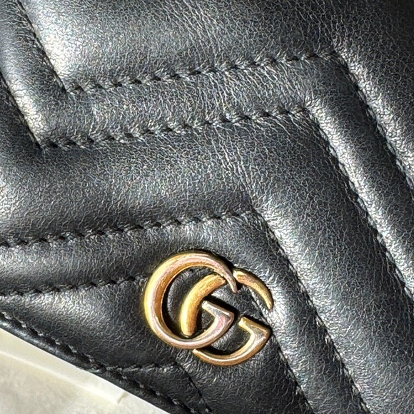 GUCCI GG MARMONT CARD CASE WALLET BLACK LEATHER - Picture 10 of 13